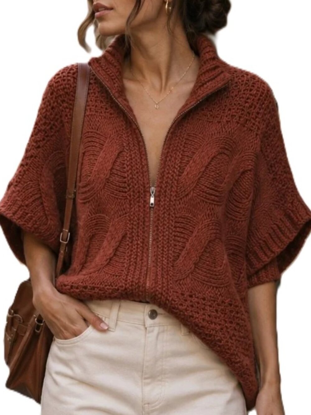 Antropologie Elsamanda Women's Knit Zip Sweater Cardigan One Size